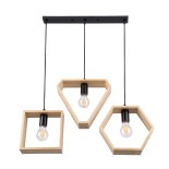 GloboStar® ELISE 00682 Μοντέρνο Κρεμαστό Φωτιστικό Ράγα Τρίφωτο 3 x E27 IP20 Μπεζ Ξύλο με Μαύρο Μέταλλο - Μ76 x Π8 x Υ130cm
