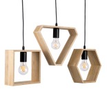 GloboStar® ELISE 00682 Μοντέρνο Κρεμαστό Φωτιστικό Ράγα Τρίφωτο 3 x E27 IP20 Μπεζ Ξύλο με Μαύρο Μέταλλο - Μ76 x Π8 x Υ130cm