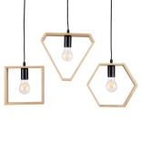 GloboStar® ELISE 00682 Μοντέρνο Κρεμαστό Φωτιστικό Ράγα Τρίφωτο 3 x E27 IP20 Μπεζ Ξύλο με Μαύρο Μέταλλο - Μ76 x Π8 x Υ130cm