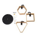 GloboStar® ELISE 00683 Μοντέρνο Κρεμαστό Φωτιστικό Γεωμετρικό Σχήμα Τρίφωτο 3 x E27 IP20 Μπεζ Ξύλο με Μαύρο Μέταλλο - Μ55 x Π55 x Υ130cm