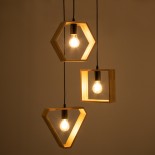 GloboStar® ELISE 00683 Μοντέρνο Κρεμαστό Φωτιστικό Γεωμετρικό Σχήμα Τρίφωτο 3 x E27 IP20 Μπεζ Ξύλο με Μαύρο Μέταλλο - Μ55 x Π55 x Υ130cm