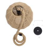 GloboStar® MANDALA 00731 Boho Κρεμαστό Φωτιστικό Μπάλα Μονόφωτο 1 x E27 IP20 Μπεζ Σχοινί - Μ30 x Π30 x Y30cm