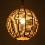 GloboStar® MANDALA 00731 Boho Κρεμαστό Φωτιστικό Μπάλα Μονόφωτο 1 x E27 IP20 Μπεζ Σχοινί - Μ30 x Π30 x Y30cm