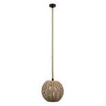 GloboStar® MANDALA 00731 Boho Κρεμαστό Φωτιστικό Μπάλα Μονόφωτο 1 x E27 IP20 Μπεζ Σχοινί - Μ30 x Π30 x Y30cm