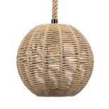 GloboStar® MANDALA 00731 Boho Κρεμαστό Φωτιστικό Μπάλα Μονόφωτο 1 x E27 IP20 Μπεζ Σχοινί - Μ30 x Π30 x Y30cm