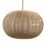 GloboStar® MANDALA 00732 Boho Κρεμαστό Φωτιστικό Μπάλα Μονόφωτο 1 x E27 IP20 Μπεζ Σχοινί - Μ80 x Π80 x Υ60cm