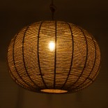 GloboStar® MANDALA 00732 Boho Κρεμαστό Φωτιστικό Μπάλα Μονόφωτο 1 x E27 IP20 Μπεζ Σχοινί - Μ80 x Π80 x Υ60cm