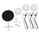 GloboStar® MONROE 00952 Μοντέρνο Κρεμαστό Φωτιστικό Οροφής Τρίφωτο 3 x E27 Μαύρο - Λευκό Μεταλλικό Μπάλα Φ60 x Υ50cm