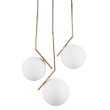 GloboStar® MONROE 00953 Μοντέρνο Κρεμαστό Φωτιστικό Μπάλα Τρίφωτο 3 x E27 IP20 Χρυσό Μέταλλο με Λευκό Γυαλί - Μ60 x Π60 x Υ50cm