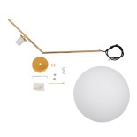 GLOBOSTAR® MONROE 00956 Μοντέρνο Κρεμαστό Φωτιστικό Οροφής με Ντουί 1 x E27 AC 220-240V IP20 - Χρυσό & Λευκό - Μ30 x Π30 x Υ75cm