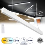 GLOBOSTAR® FELIX 61029-P Μοντέρνο Γραμμικό Κρεμαστό Φωτιστικό Οροφής LED 54W 5400lm 120° AC 220-240V IP20 Ρυθμιζόμενο Λευκό CCT με Χειριστήριο από 2700K έως 6000K Dimmable - Lumileds SMD Chip - Λευκό Ματ - Μ120 x Π3.5 x Υ7cm - 3 Χρόνια Εγγύηση