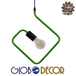 GloboStar® LIBBY 01096-1 Παιδικό Κρεμαστό Φωτιστικό Ανάρτηση Μονόφωτο 1 x E27 IP20 Πράσινο & Μαύρο Μέταλλο - Μ31 x Π31 x Υ16cm