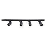 GloboStar® LEO 60356 Μοντέρνο Φωτιστικό Οροφής Ράγα Πολύφωτο 4 x GU10 IP20 Μαύρο Αλουμίνιο - Μ100 x Π6 x Υ20cm - 5 Χρόνια Εγγύηση