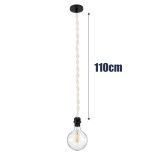 GLOBOSTAR® SHAQRA 36216 Μοντέρνο Κρεμαστό Φωτιστικό Οροφής με Ντουί 1 x E27 AC 220-240V IP20 - Μπεζ & Μαύρο - Μ4 x Π4 x Υ110cm