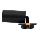 GloboStar® LEO 60350 Χωνευτό Κινούμενο Στρόγγυλο Φωτιστικό Σποτ Αλουμινίου με Ντουί GU10 AC 220-240V IP20 Φ9 x Υ17cm - Μαύρο - 5 Years Warranty