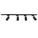GloboStar® LEO 60356 Μοντέρνο Φωτιστικό Οροφής Ράγα Πολύφωτο 4 x GU10 IP20 Μαύρο Αλουμίνιο - Μ100 x Π6 x Υ20cm - 5 Χρόνια Εγγύηση