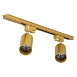 GloboStar® LEO 60358 Μοντέρνο Φωτιστικό Οροφής Ράγα Δίφωτο 2 x GU10 IP20 Χρυσό Αλουμίνιο - Μ50.5 x Π6 x Υ20cm - 5 Χρόνια Εγγύηση