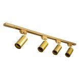 GloboStar® LEO 60360 Μοντέρνο Φωτιστικό Οροφής Ράγα Πολύφωτο 4 x GU10 IP20 Χρυσό Αλουμίνιο - Μ100 x Π6 x Υ20cm - 5 Χρόνια Εγγύηση