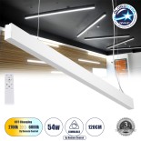 GLOBOSTAR® FELIX 61029-P Μοντέρνο Γραμμικό Κρεμαστό Φωτιστικό Οροφής LED 54W 5400lm 120° AC 220-240V IP20 Ρυθμιζόμενο Λευκό CCT με Χειριστήριο από 2700K έως 6000K Dimmable - Lumileds SMD Chip - Λευκό Ματ - Μ120 x Π3.5 x Υ7cm - 3 Χρόνια Εγγύηση
