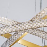 GloboStar® DIAMOND TRIO 61139 Κρεμαστό Φωτιστικό Δαχτυλίδι-Κύκλος LED CCT 120W 14723lm 360° AC 220-240V - Εναλλαγή Φωτισμού μέσω Τηλεχειριστηρίου All In One Ψυχρό 6000k+Φυσικό 4500k+Θερμό 2700k Dimmable Φ40+60+80cm - Χρυσό Βούρτσας - 3 Years Warranty