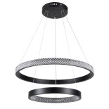GloboStar® DIAMOND DUO 61150 Κρεμαστό Φωτιστικό Δαχτυλίδι-Κύκλος LED CCT 75W 8743lm 360° AC 220-240V - Εναλλαγή Φωτισμού μέσω Τηλεχειριστηρίου All In One Ψυχρό 6000k+Φυσικό 4500k+Θερμό 2700k Dimmable Φ40+60cm - Μαύρο - 3 Years Warranty