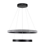 GloboStar® DIAMOND DUO 61150 Κρεμαστό Φωτιστικό Δαχτυλίδι-Κύκλος LED CCT 75W 8743lm 360° AC 220-240V - Εναλλαγή Φωτισμού μέσω Τηλεχειριστηρίου All In One Ψυχρό 6000k+Φυσικό 4500k+Θερμό 2700k Dimmable Φ40+60cm - Μαύρο - 3 Years Warranty