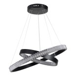 GloboStar® DIAMOND DUO 61150 Κρεμαστό Φωτιστικό Δαχτυλίδι-Κύκλος LED CCT 75W 8743lm 360° AC 220-240V - Εναλλαγή Φωτισμού μέσω Τηλεχειριστηρίου All In One Ψυχρό 6000k+Φυσικό 4500k+Θερμό 2700k Dimmable Φ40+60cm - Μαύρο - 3 Years Warranty