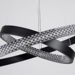 GloboStar® DIAMOND DUO 61150 Κρεμαστό Φωτιστικό Δαχτυλίδι-Κύκλος LED CCT 75W 8743lm 360° AC 220-240V - Εναλλαγή Φωτισμού μέσω Τηλεχειριστηρίου All In One Ψυχρό 6000k+Φυσικό 4500k+Θερμό 2700k Dimmable Φ40+60cm - Μαύρο - 3 Years Warranty