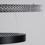 GloboStar® DIAMOND DUO 61150 Κρεμαστό Φωτιστικό Δαχτυλίδι-Κύκλος LED CCT 75W 8743lm 360° AC 220-240V - Εναλλαγή Φωτισμού μέσω Τηλεχειριστηρίου All In One Ψυχρό 6000k+Φυσικό 4500k+Θερμό 2700k Dimmable Φ40+60cm - Μαύρο - 3 Years Warranty