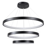 GloboStar® NEMESIS TRIO 61170 Κρεμαστό Φωτιστικό Δαχτυλίδι-Κύκλος LED CCT 120W 14723lm 360° AC 220-240V - Εναλλαγή Φωτισμού μέσω Τηλεχειριστηρίου All In One Ψυχρό 6000k+Φυσικό 4500k+Θερμό 2700k Dimmable Φ40+60+80cm - Μαύρο - 3 Years Warranty