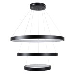 GloboStar® NEMESIS TRIO 61170 Κρεμαστό Φωτιστικό Δαχτυλίδι-Κύκλος LED CCT 120W 14723lm 360° AC 220-240V - Εναλλαγή Φωτισμού μέσω Τηλεχειριστηρίου All In One Ψυχρό 6000k+Φυσικό 4500k+Θερμό 2700k Dimmable Φ40+60+80cm - Μαύρο - 3 Years Warranty