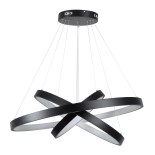 GloboStar® NEMESIS TRIO 61170 Κρεμαστό Φωτιστικό Δαχτυλίδι-Κύκλος LED CCT 120W 14723lm 360° AC 220-240V - Εναλλαγή Φωτισμού μέσω Τηλεχειριστηρίου All In One Ψυχρό 6000k+Φυσικό 4500k+Θερμό 2700k Dimmable Φ40+60+80cm - Μαύρο - 3 Years Warranty