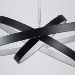 GloboStar® NEMESIS TRIO 61170 Κρεμαστό Φωτιστικό Δαχτυλίδι-Κύκλος LED CCT 120W 14723lm 360° AC 220-240V - Εναλλαγή Φωτισμού μέσω Τηλεχειριστηρίου All In One Ψυχρό 6000k+Φυσικό 4500k+Θερμό 2700k Dimmable Φ40+60+80cm - Μαύρο - 3 Years Warranty