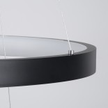 GloboStar® NEMESIS TRIO 61170 Κρεμαστό Φωτιστικό Δαχτυλίδι-Κύκλος LED CCT 120W 14723lm 360° AC 220-240V - Εναλλαγή Φωτισμού μέσω Τηλεχειριστηρίου All In One Ψυχρό 6000k+Φυσικό 4500k+Θερμό 2700k Dimmable Φ40+60+80cm - Μαύρο - 3 Years Warranty