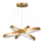 GloboStar® NEMESIS TRIO 61172 Κρεμαστό Φωτιστικό Δαχτυλίδι-Κύκλος LED CCT 120W 14723lm 360° AC 220-240V - Εναλλαγή Φωτισμού μέσω Τηλεχειριστηρίου All In One Ψυχρό 6000k+Φυσικό 4500k+Θερμό 2700k Dimmable Φ40+60+80cm - Χρυσό Βούρτσας - 3 Years Warranty