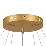 GloboStar® NEMESIS TRIO 61172 Κρεμαστό Φωτιστικό Δαχτυλίδι-Κύκλος LED CCT 120W 14723lm 360° AC 220-240V - Εναλλαγή Φωτισμού μέσω Τηλεχειριστηρίου All In One Ψυχρό 6000k+Φυσικό 4500k+Θερμό 2700k Dimmable Φ40+60+80cm - Χρυσό Βούρτσας - 3 Years Warranty