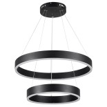 GloboStar® VENOM DUO 61185 Κρεμαστό Φωτιστικό Δαχτυλίδι-Κύκλος LED CCT 75W 8818lm 120° AC 220-240V - Εναλλαγή Φωτισμού μέσω Τηλεχειριστηρίου All In One Ψυχρό 6000K+Φυσικό 4500K+Θερμό 2700K Dimmable Φ40+60cm - Μαύρο - 3 Years Warranty