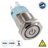 GloboStar® 70780 LED Φωτιζόμενος Διακόπτης Χωνευτός - Μπουτόν On/Off Ανοξείδωτος DC 12V με Angel Eye Αδιάβροχο Φ18mm IP67 Ψυχρό Λευκό 6000K
