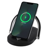 GloboStar® ECLIPSE 76558 Μοντέρνο Επιτραπέζιο Φωτιστικό Πορτατίφ LED 15W 1200lm 180° AC 230V - με Ασύρματη Φόρτιση - Wireless Charger - Διακόπτη Αφής με 3 Εντάσεις Φωτισμού Φυσικό Λευκό 4500K Dimmable - Μ17 x Π13 x Υ10 - Μαύρο