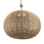 GloboStar® MANDALA 00732 Boho Κρεμαστό Φωτιστικό Μπάλα Μονόφωτο 1 x E27 IP20 Μπεζ Σχοινί - Μ80 x Π80 x Υ60cm