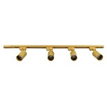 GloboStar® LEO 60360 Μοντέρνο Φωτιστικό Οροφής Ράγα Πολύφωτο 4 x GU10 IP20 Χρυσό Αλουμίνιο - Μ100 x Π6 x Υ20cm - 5 Χρόνια Εγγύηση