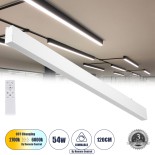 GLOBOSTAR® FELIX 61029-S Μοντέρνο Γραμμικό Φωτιστικό Οροφής LED 54W 5400lm 120° AC 220-240V IP20 Ρυθμιζόμενο Λευκό CCT με Χειριστήριο από 2700K έως 6000K Dimmable - Lumileds SMD Chip - Λευκό Ματ - Μ120 x Π3.5 x Υ7cm - 3 Χρόνια Εγγύηση
