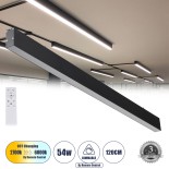 GLOBOSTAR® FELIX 61028-S Μοντέρνο Γραμμικό Φωτιστικό Οροφής LED 54W 5400lm 120° AC 220-240V IP20 Ρυθμιζόμενο Λευκό CCT με Χειριστήριο από 2700K έως 6000K Dimmable - Lumileds SMD Chip - Μαύρο Ματ - Μ120 x Π3.5 x Υ7cm - 3 Χρόνια Εγγύηση