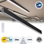 GLOBOSTAR® FELIX 61028-S Μοντέρνο Γραμμικό Φωτιστικό Οροφής LED 54W 5400lm 120° AC 220-240V IP20 Ρυθμιζόμενο Λευκό CCT με Χειριστήριο από 2700K έως 6000K Dimmable - Lumileds SMD Chip - Μαύρο Ματ - Μ120 x Π3.5 x Υ7cm - 3 Χρόνια Εγγύηση