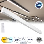GLOBOSTAR® FELIX 61029-S Μοντέρνο Γραμμικό Φωτιστικό Οροφής LED 54W 5400lm 120° AC 220-240V IP20 Ρυθμιζόμενο Λευκό CCT με Χειριστήριο από 2700K έως 6000K Dimmable - Lumileds SMD Chip - Λευκό Ματ - Μ120 x Π3.5 x Υ7cm - 3 Χρόνια Εγγύηση