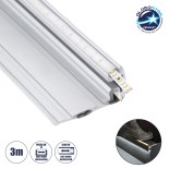 GloboStar® STAIR-PROFILE 70842-3M Προφίλ Αλουμινίου - Βάση & Ψύκτρα Ταινίας LED με Λευκό Γαλακτερό Κάλυμμα - Χρήση σε Σκαλοπάτια - Πατητό Κάλυμμα - Ασημί - 3 Μέτρα - Μ300 x Π8 x Υ3.2cm