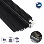 GloboStar® STAIR-PROFILE 70843-3M Προφίλ Αλουμινίου - Βάση & Ψύκτρα Ταινίας LED με Μαύρο Φιμέ Κάλυμμα - Χρήση σε Σκαλοπάτια - Πατητό Κάλυμμα - Μαύρο - 3 Μέτρα - Μ300 x Π8 x Υ3.2cm