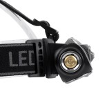 GloboStar® 79075 Φορητός Φακός Κεφαλής Επαναφορτιζόμενος LED Luminus SST20 10W 800lm 60° Μοιρών με 1 x 18650 Μπαταρία 2000mAh USB 2.0 3 Modes Αδιάβροχο IP54 Ψυχρό Λευκό 6000K