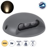 GLOBOSTAR® STEP-LUNA 90622 Αρχιτεκτονικό Φωτιστικό Διαδρόμου/Σκαλοπατιού LED 3W 330lm 10° DC 24V Αδιάβροχο IP65 Θερμό Λευκό 2700K Dimmable - Γκρι Ανθρακί - Φ12 x Υ3cm - 3 Χρόνια Εγγύηση