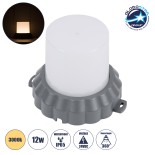 GloboStar® WALLLIGHT-MONA 90629 Φωτιστικό Τοίχου - Απλίκα Point Light LED 12W 1320lm 360° DC 24V Αδιάβροχο IP65 Φ13 x Υ12.5cm Θερμό Λευκό 3000K - Γκρι Ανθρακί - 3 Years Warranty